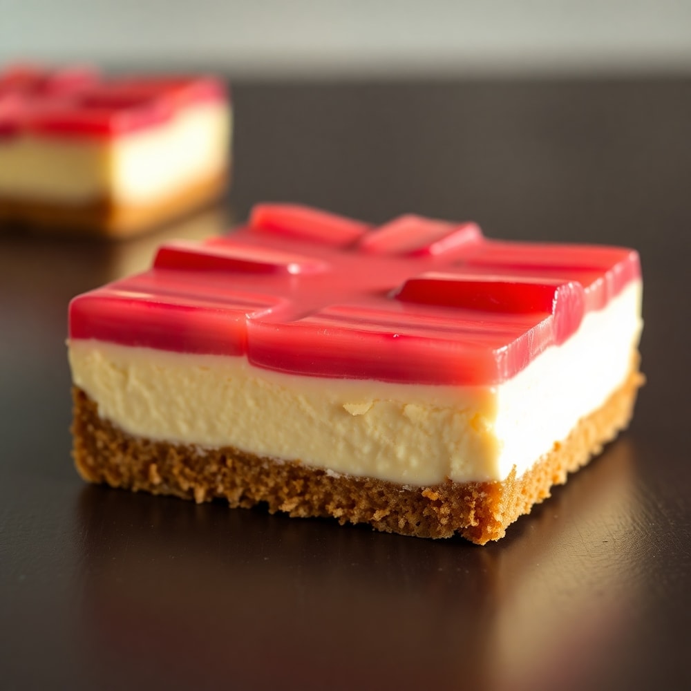 No Bake Rhubarb Cheesecake Squares