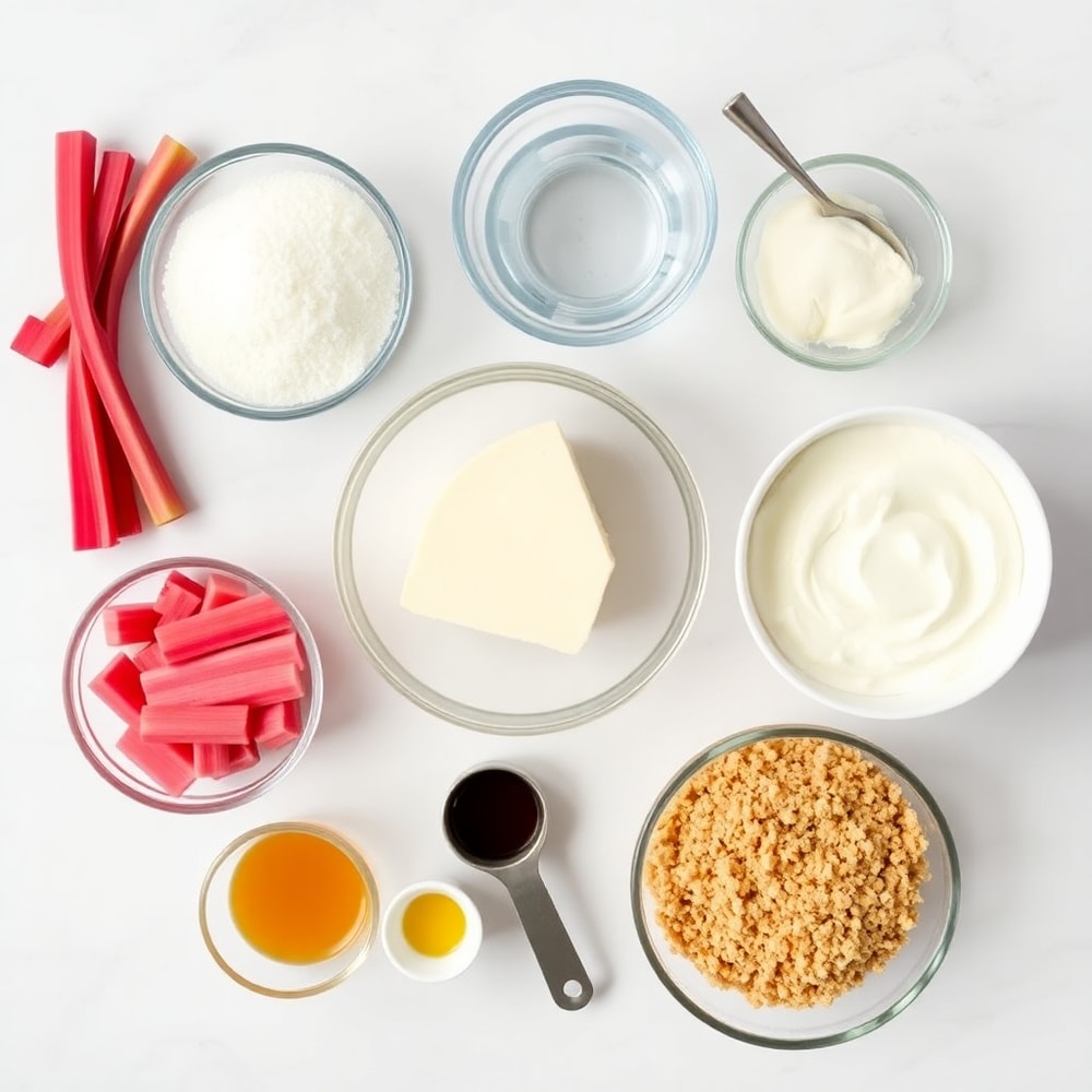 Raw Ingredients for No Bake Rhubarb Cheesecake Squares