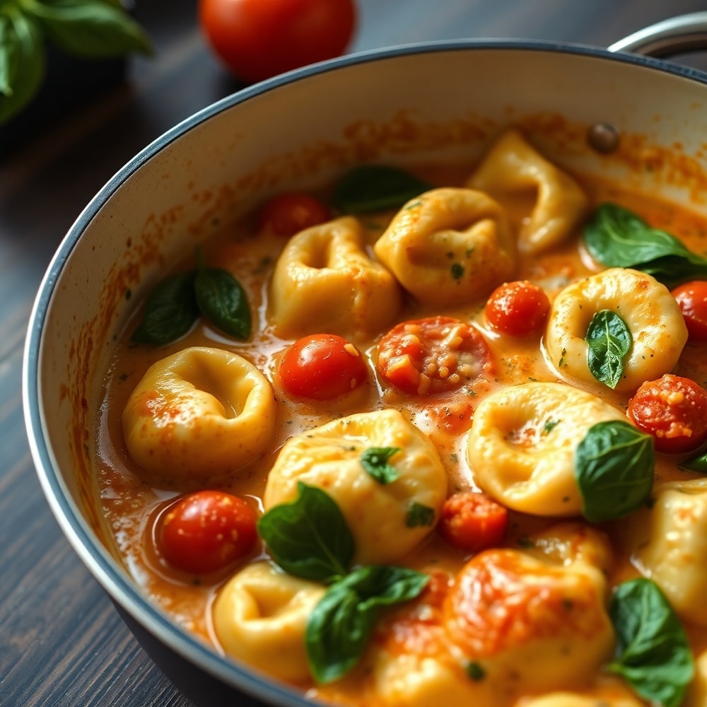 one pot creamy spinach tomato tortellini