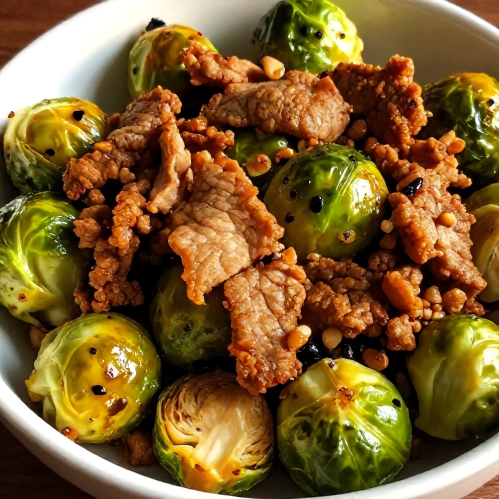 Quick Spicy Pork Brussels Sprouts Bowls