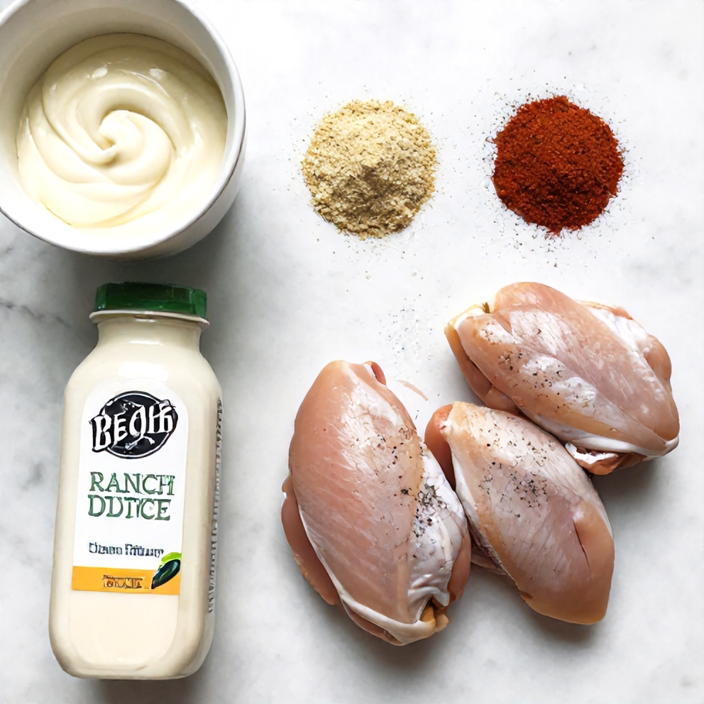 Raw ingredients for Ranch Chicken Thighs