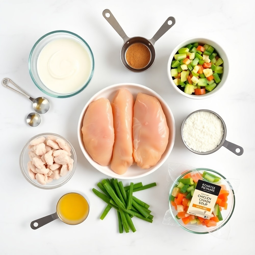 Raw ingredients for Slow Cooker Chicken and Gravy