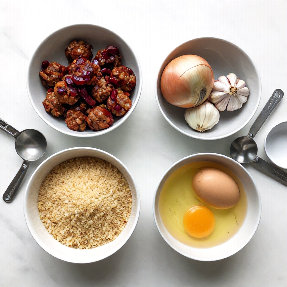 Raw ingredients for Sweet and Tangy Cranberry Meatballs