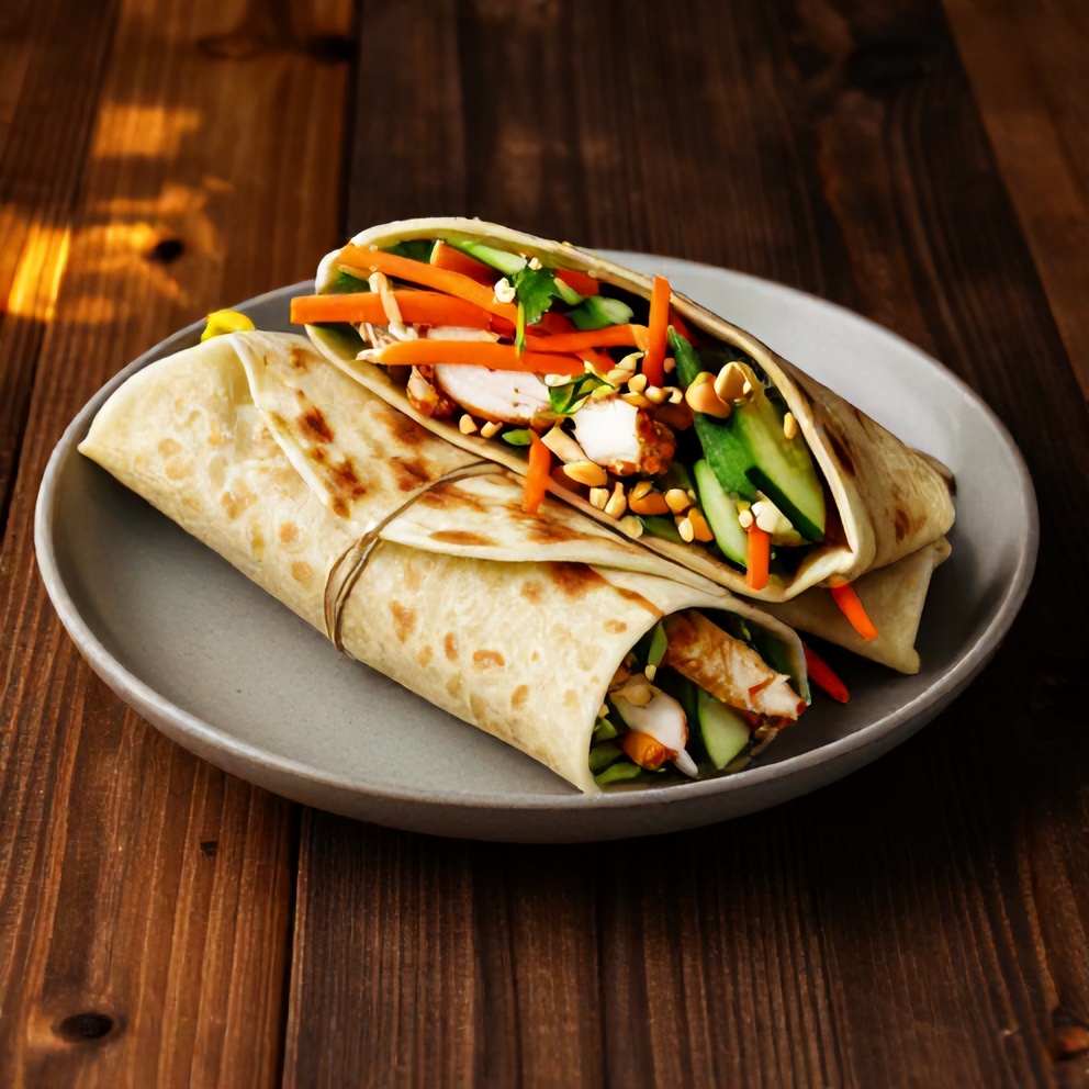 Thai-Inspired Chicken Wrap on Plate