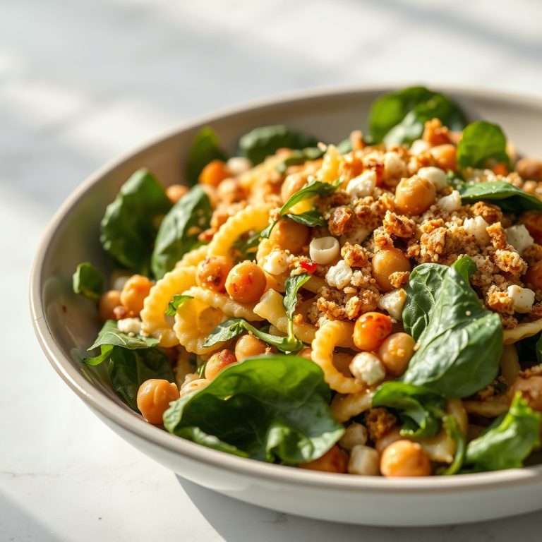 crispy spinach pasta salad